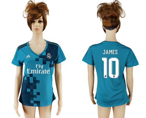 Women's Real Madrid #10 James Sec Away Soccer Club Jersey - Click Image to Close
